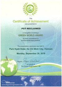 Green World Award Certificate 2019